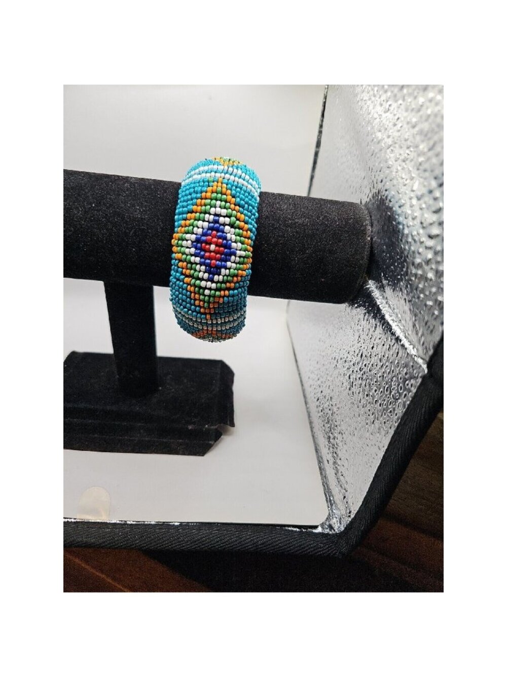Bracelet Bangle  African Seed  Beads  Cloth  Lined  Blue/orange/white/green/red